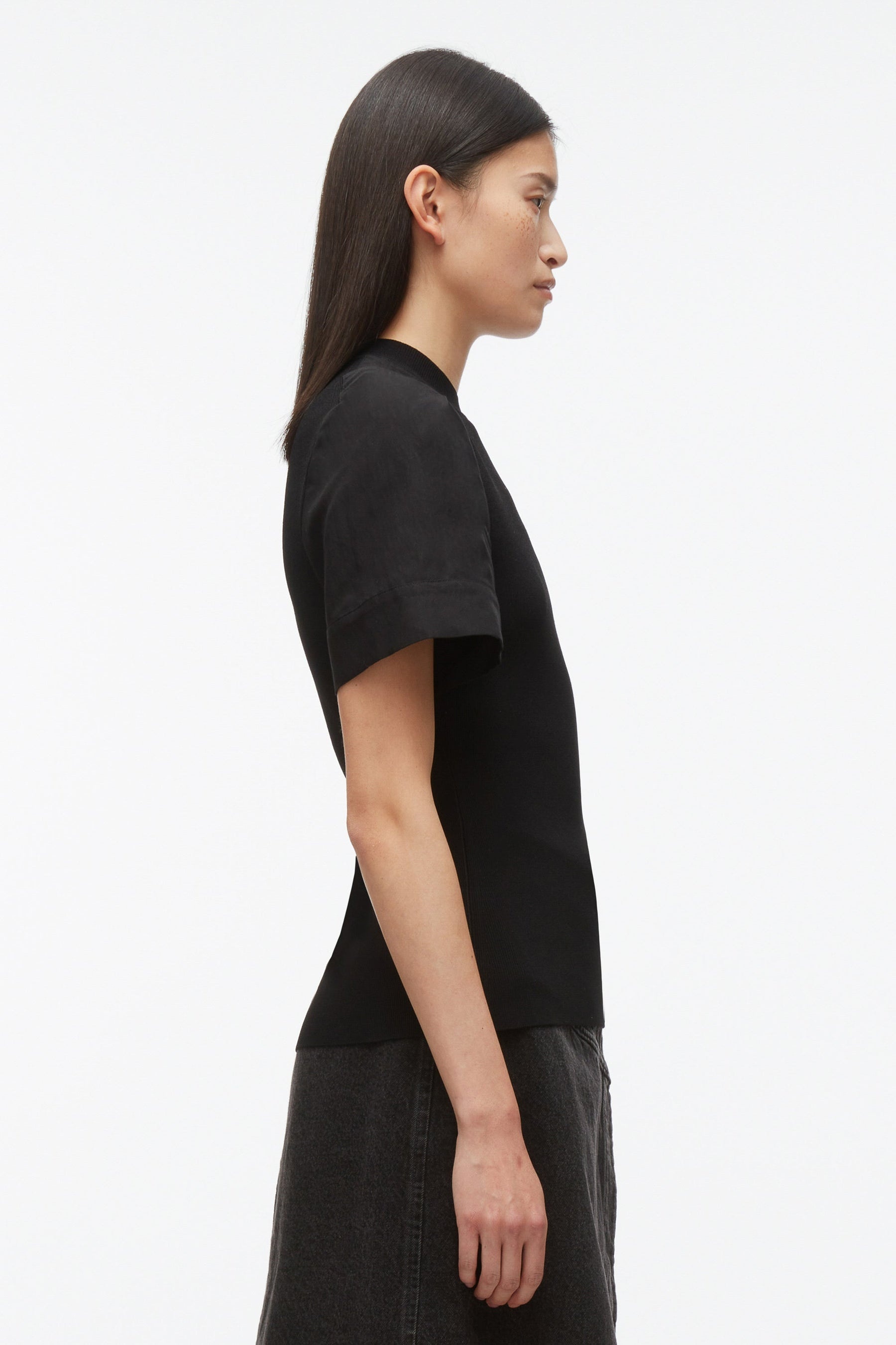 Compact Rib Top with Contrast Sleeves - 3