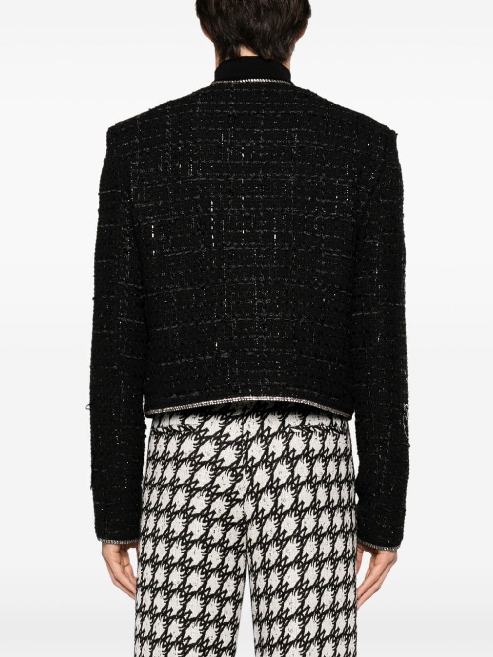 crystal-appliquÃ© cropped tweed jacket - 4