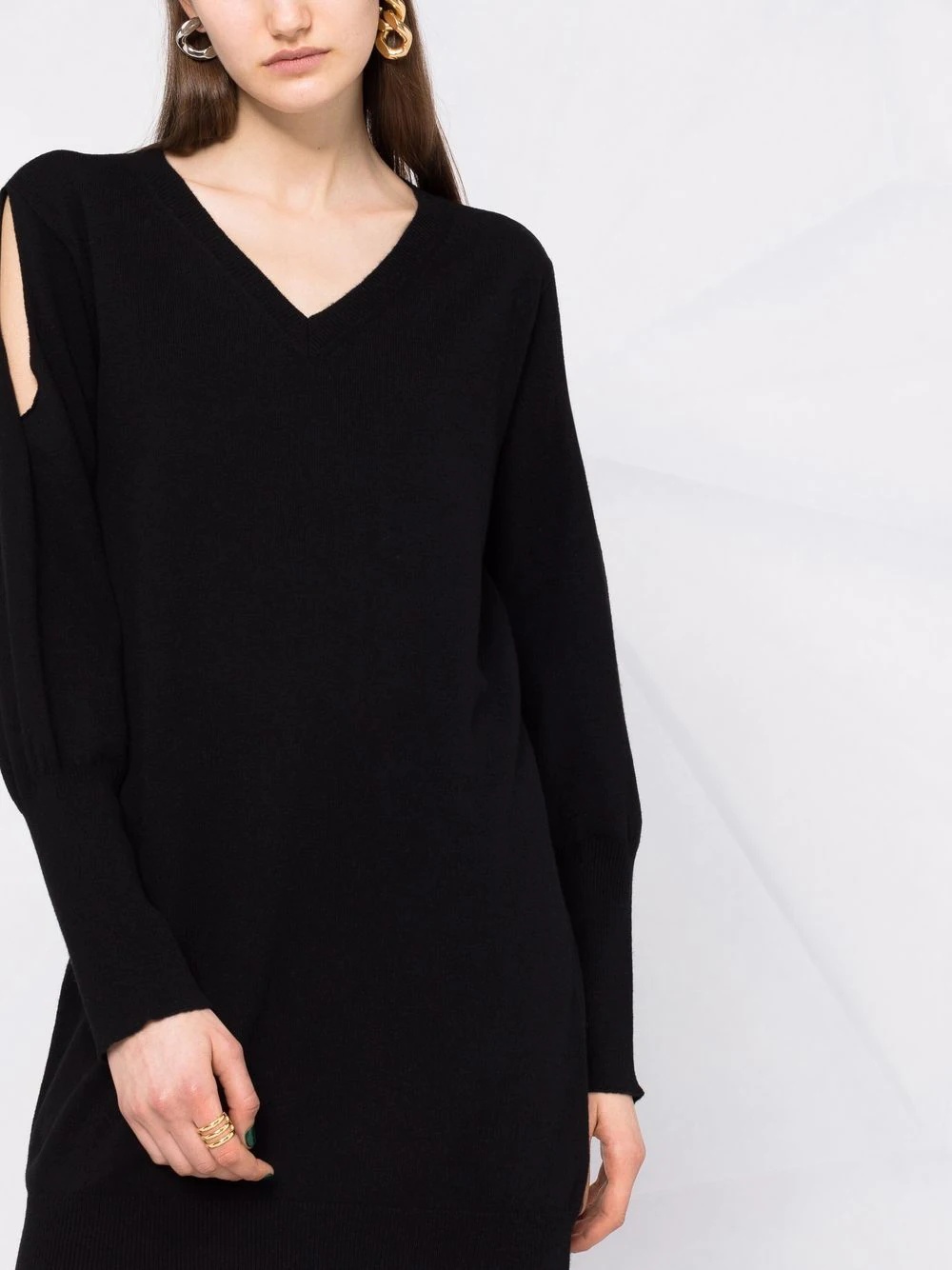 V-neck knit dress - 5