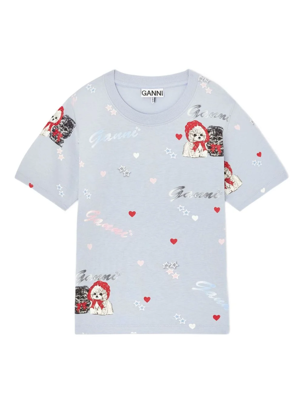 cat-print short-sleeve top - 1