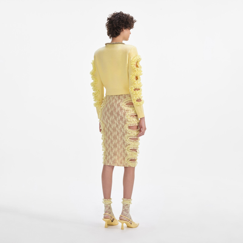 self-portrait Yellow Cut Out Lace Detail Jumper outlook