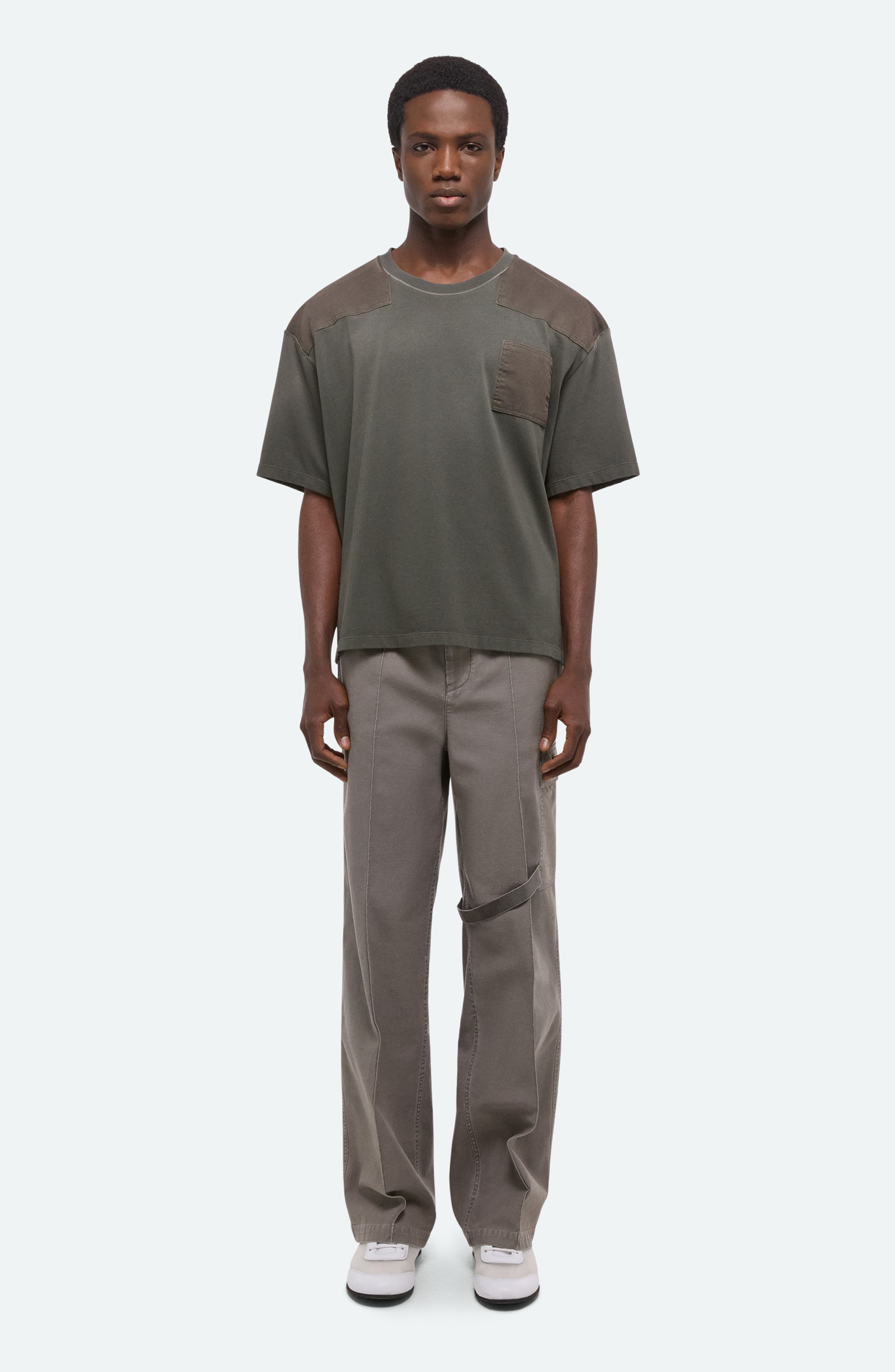 Helmut Lang Patch Cotton T-Shirt in Moss - 7