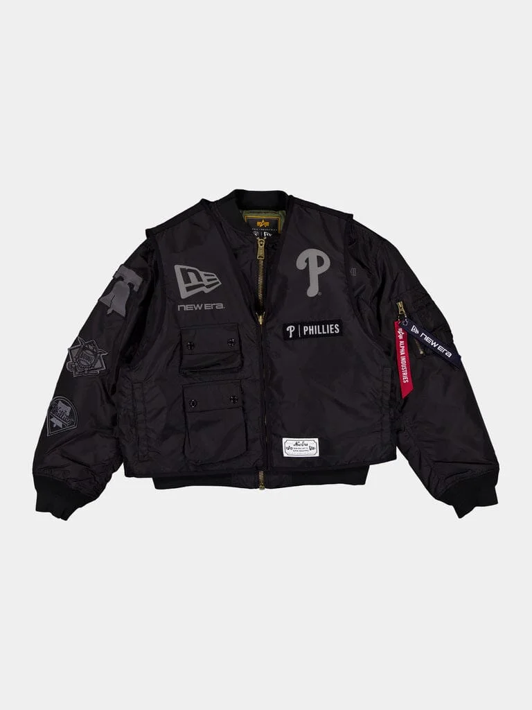 PHILADELPHIA PHILLIES X ALPHA X NEW ERA MA-1 BOMBER JACKET WITH VEST - 1