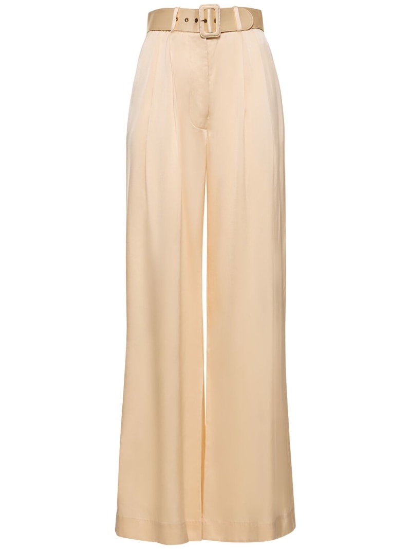 Silk satin tuck pants - 1