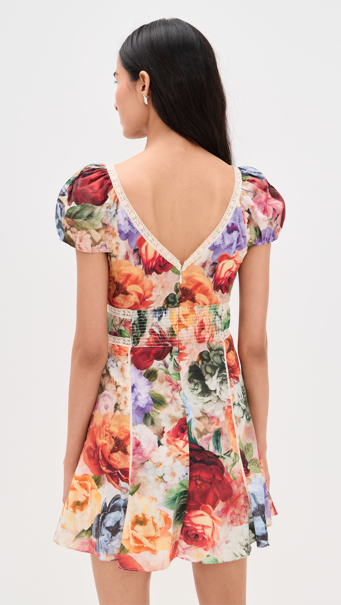 Rose Deep V Lace Detail Mini Dress - 3
