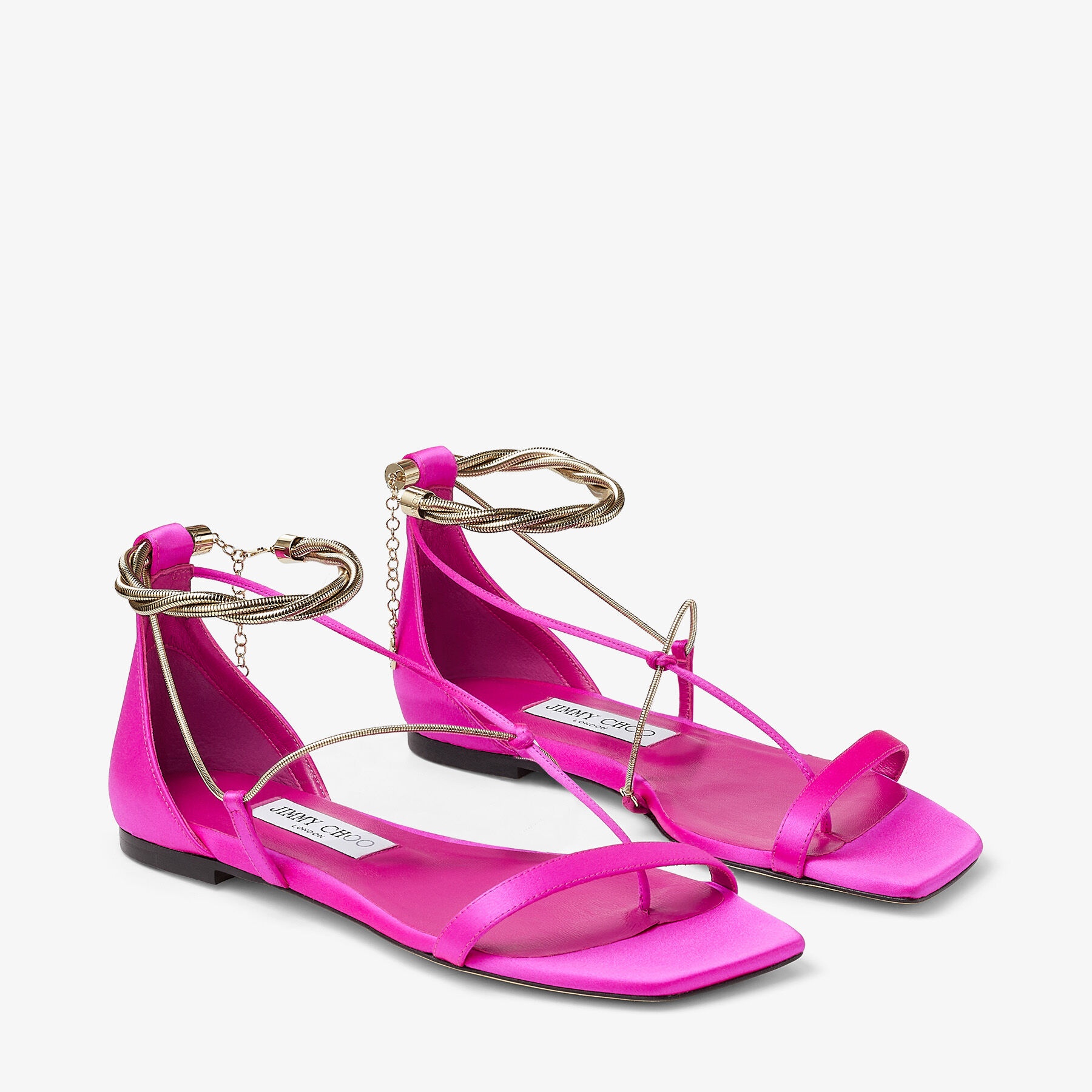 Oriana Flat
Fuchsia Satin Flats with Gold Chains - 4