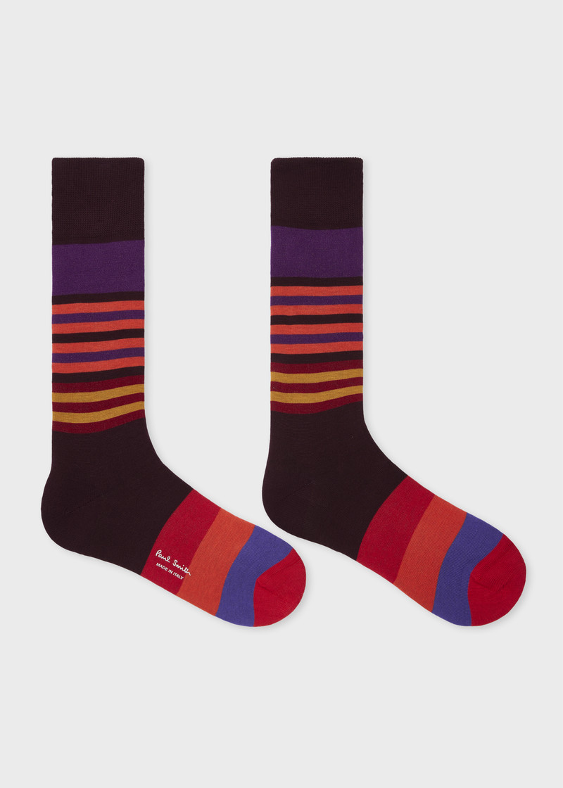 Paul Smith Burgundy Cotton-Blend Bold Stripe Socks outlook