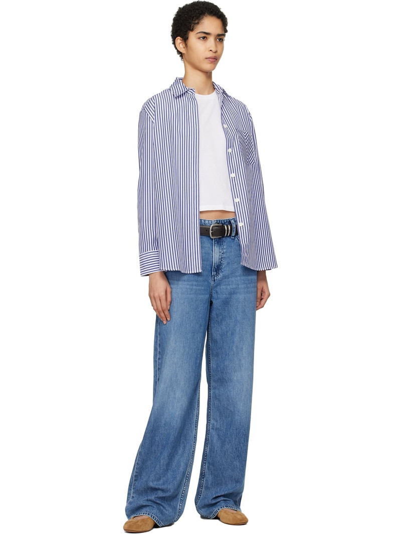 rag & bone Blue & White Maxine Poplin Shirt outlook