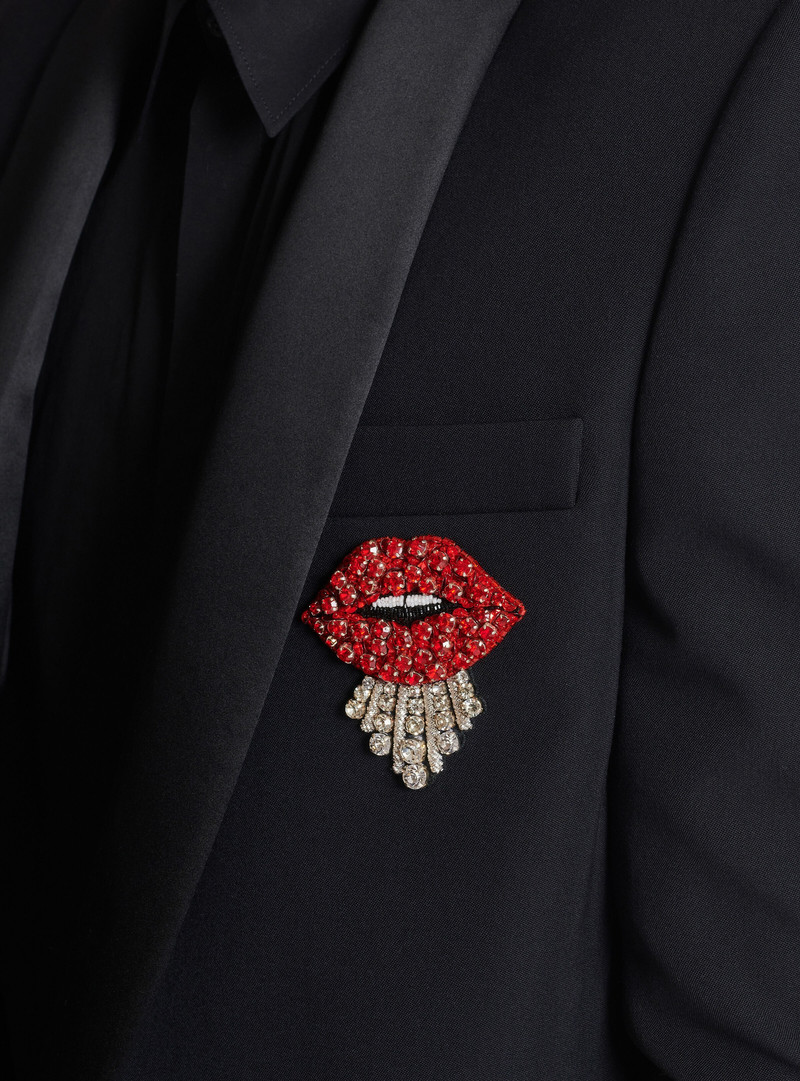 Cropped grain de poudre jacket with embroidered patch 8