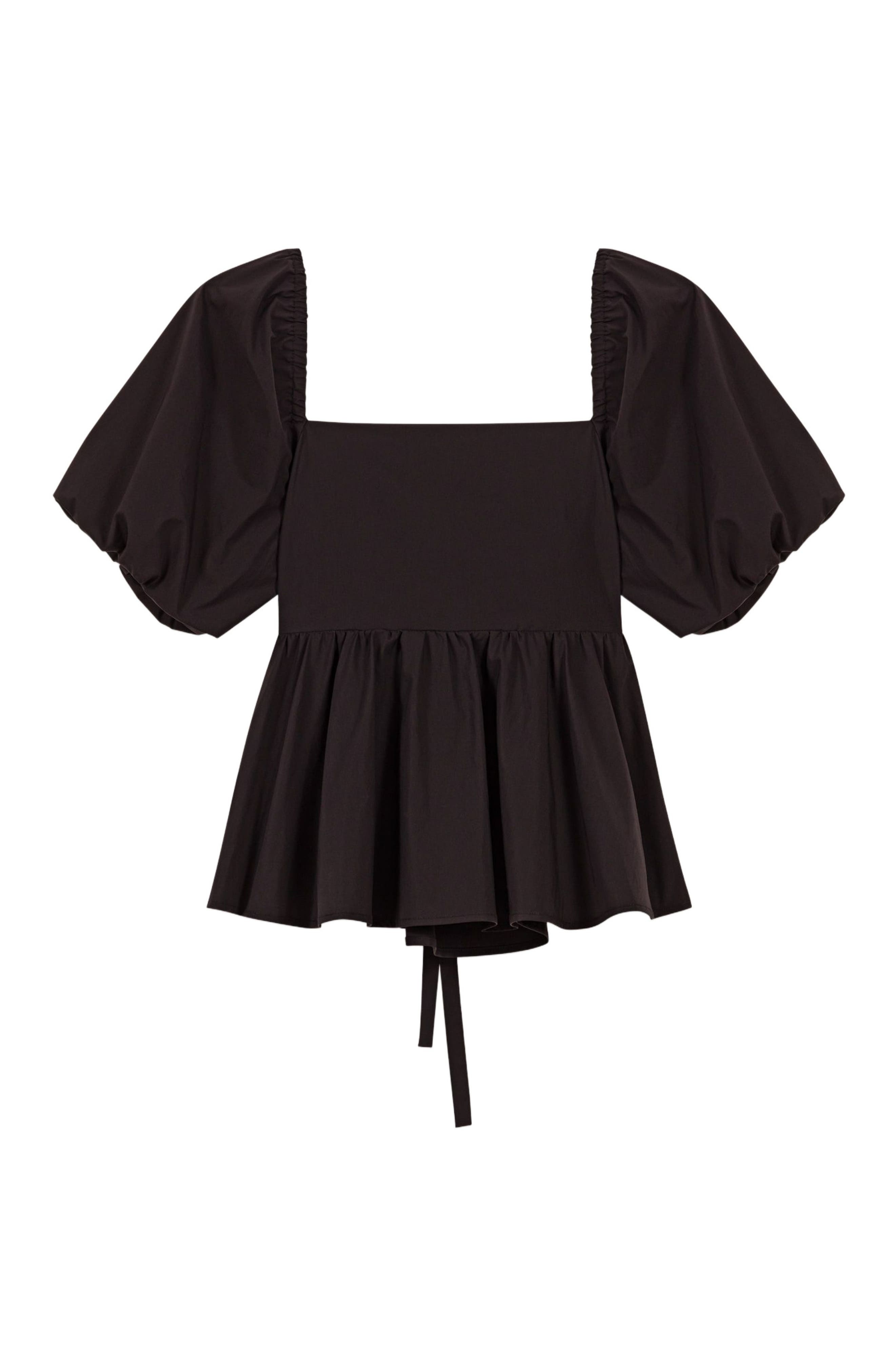 maje Poplin top with balloon sleeves in Black at Nordstrom - 7