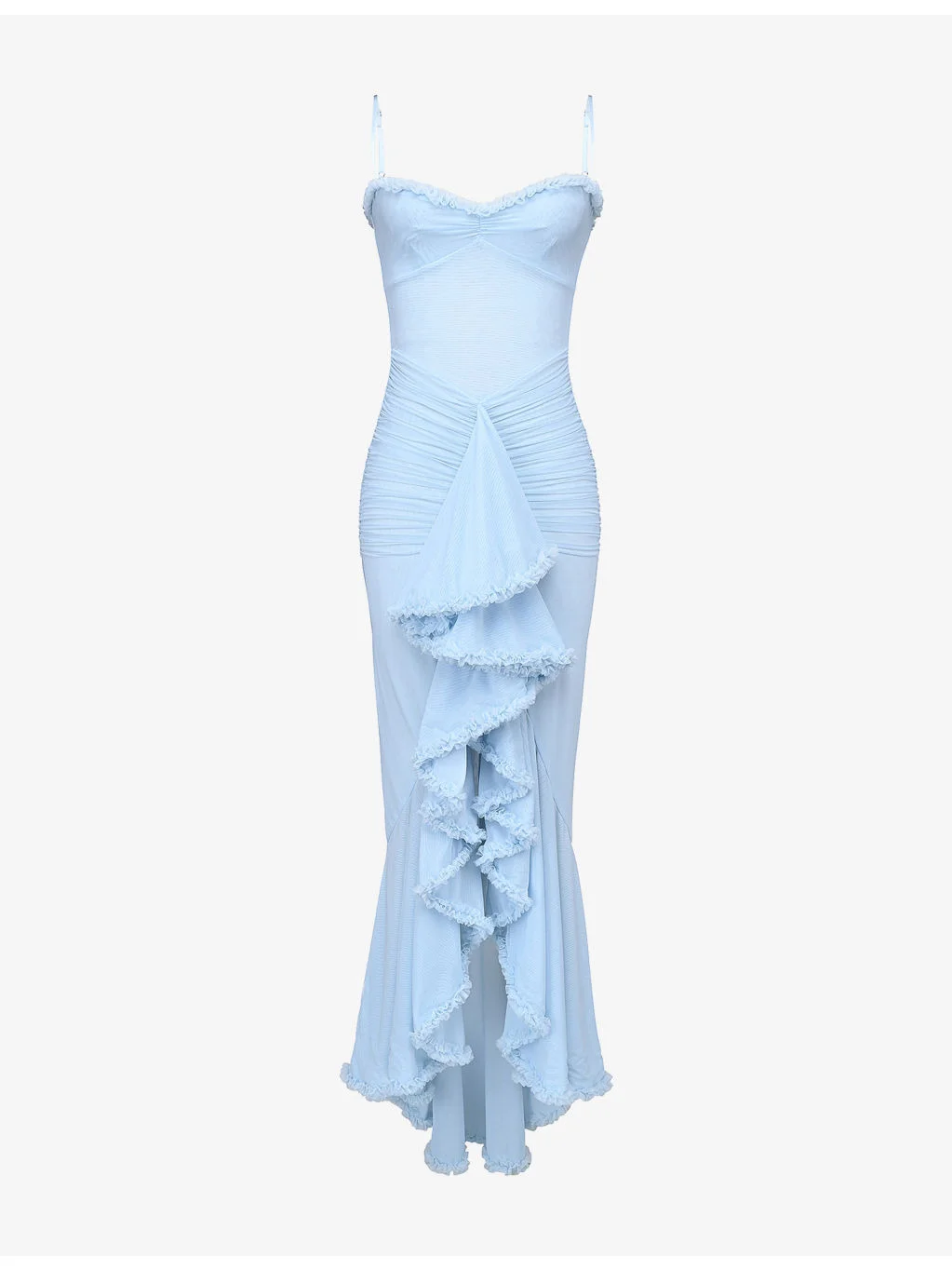Gabbi Ruffled-Front Slim-Fit Stretch-Mesh Maxi Dress - 1