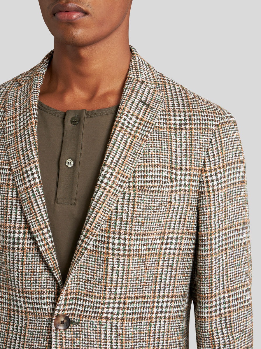 CHECK LINEN- AND COTTON-BLEND BLAZER - 2