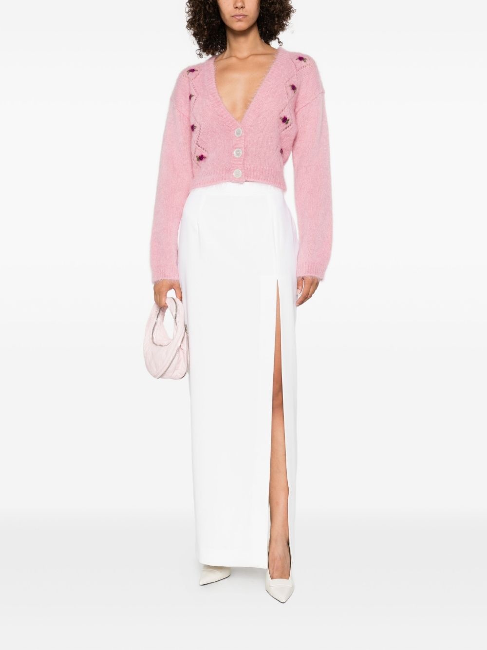rose-embroidered button cardigan - 2