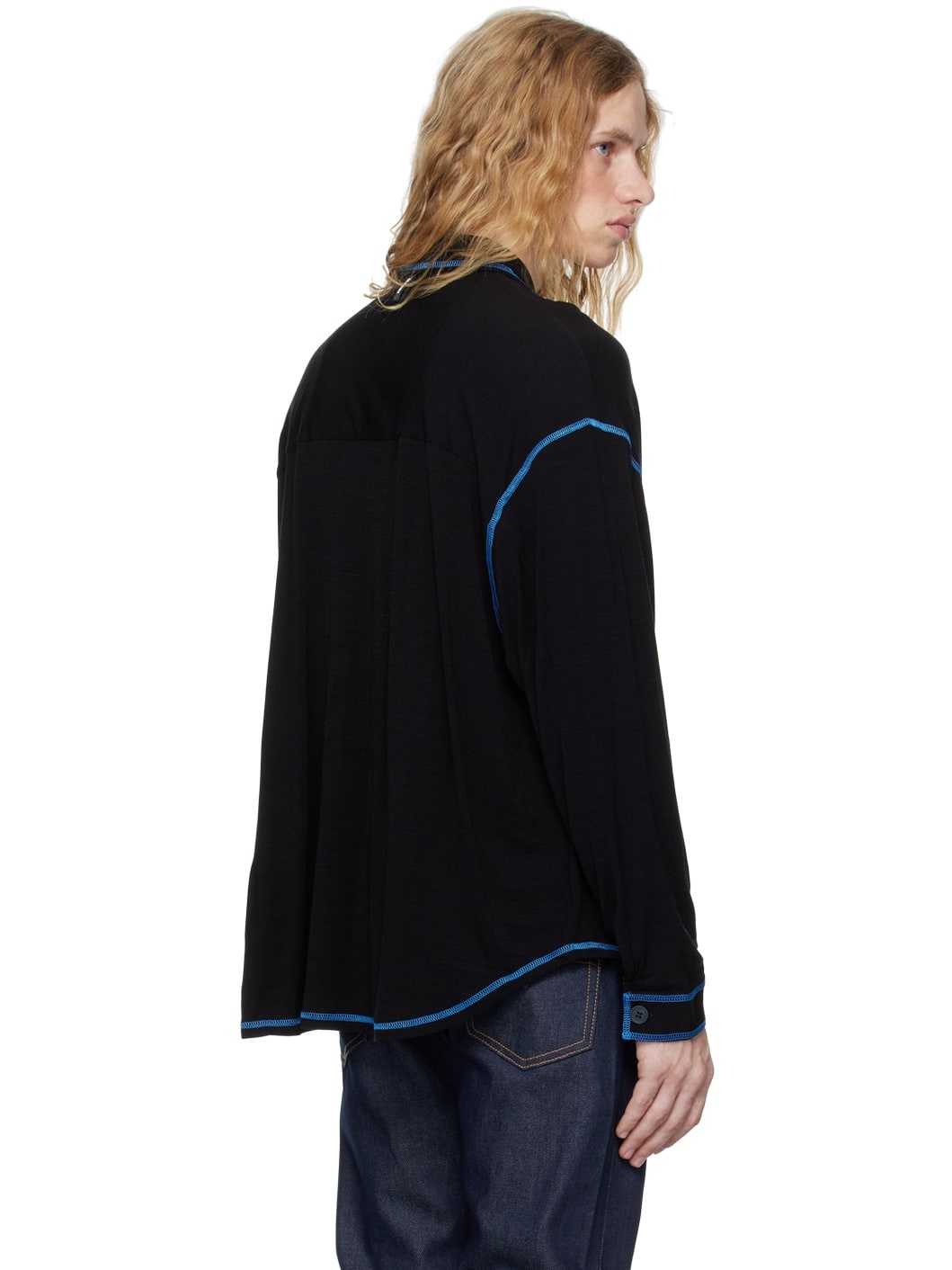 Black Jersey Over Shirt - 3