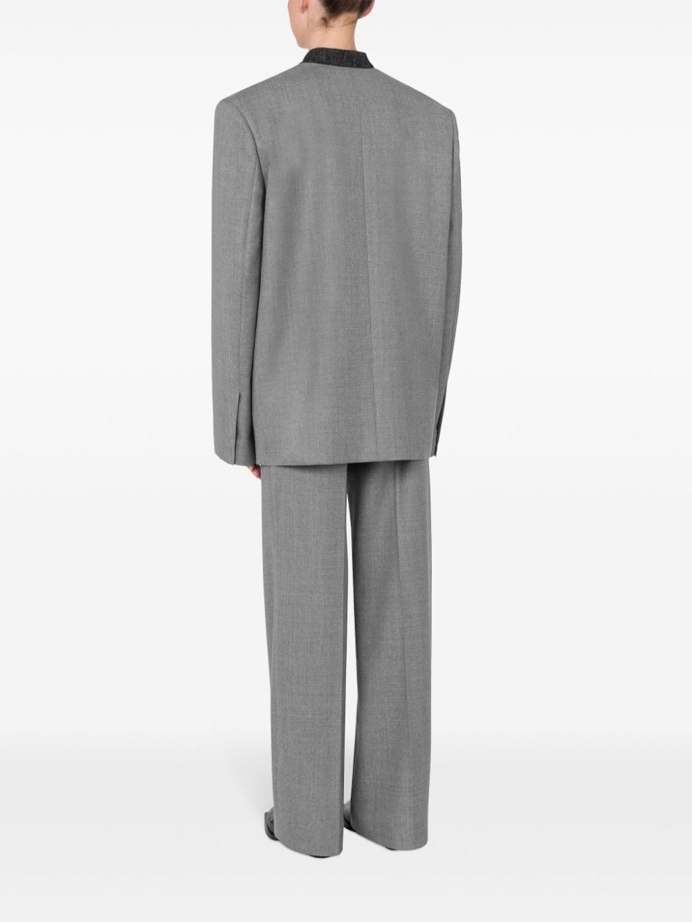 collarless double-breasted blazer - 3