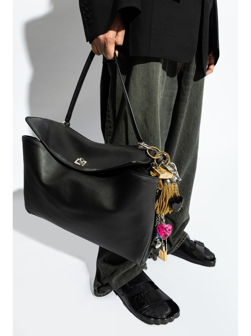 BALENCIAGA Women's Rodeo Large Handbag Used Effect With Charms in Black outlook