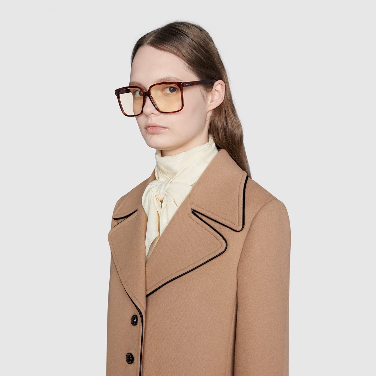 Wool coat with Gucci label - 5