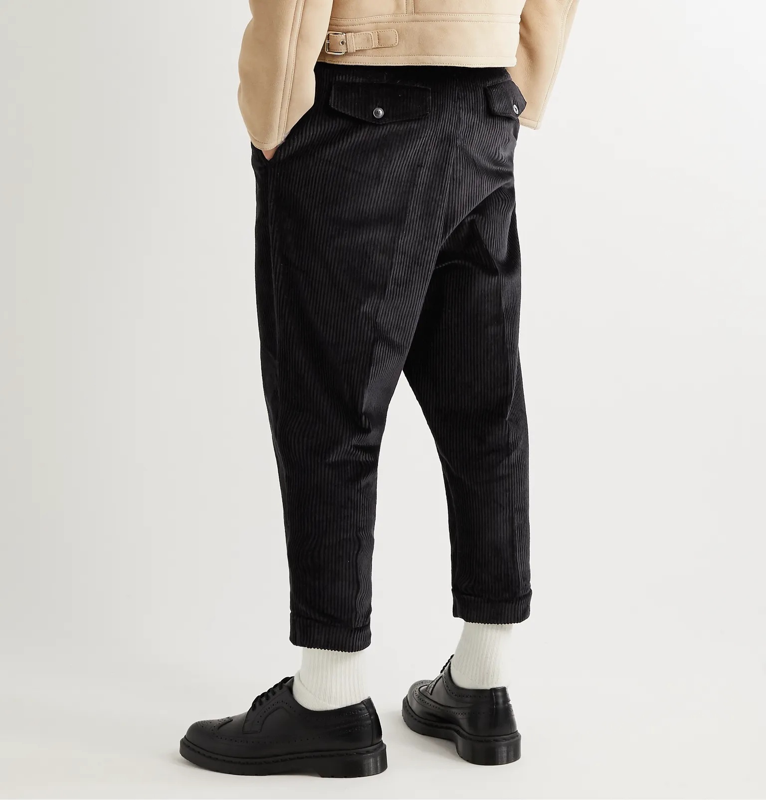 Cropped Tapered Cotton-Corduroy Trousers - 4