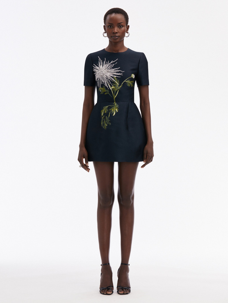 CHRYSANTHEMUM JACQUARD SHORT SLEEVE DRESS 1