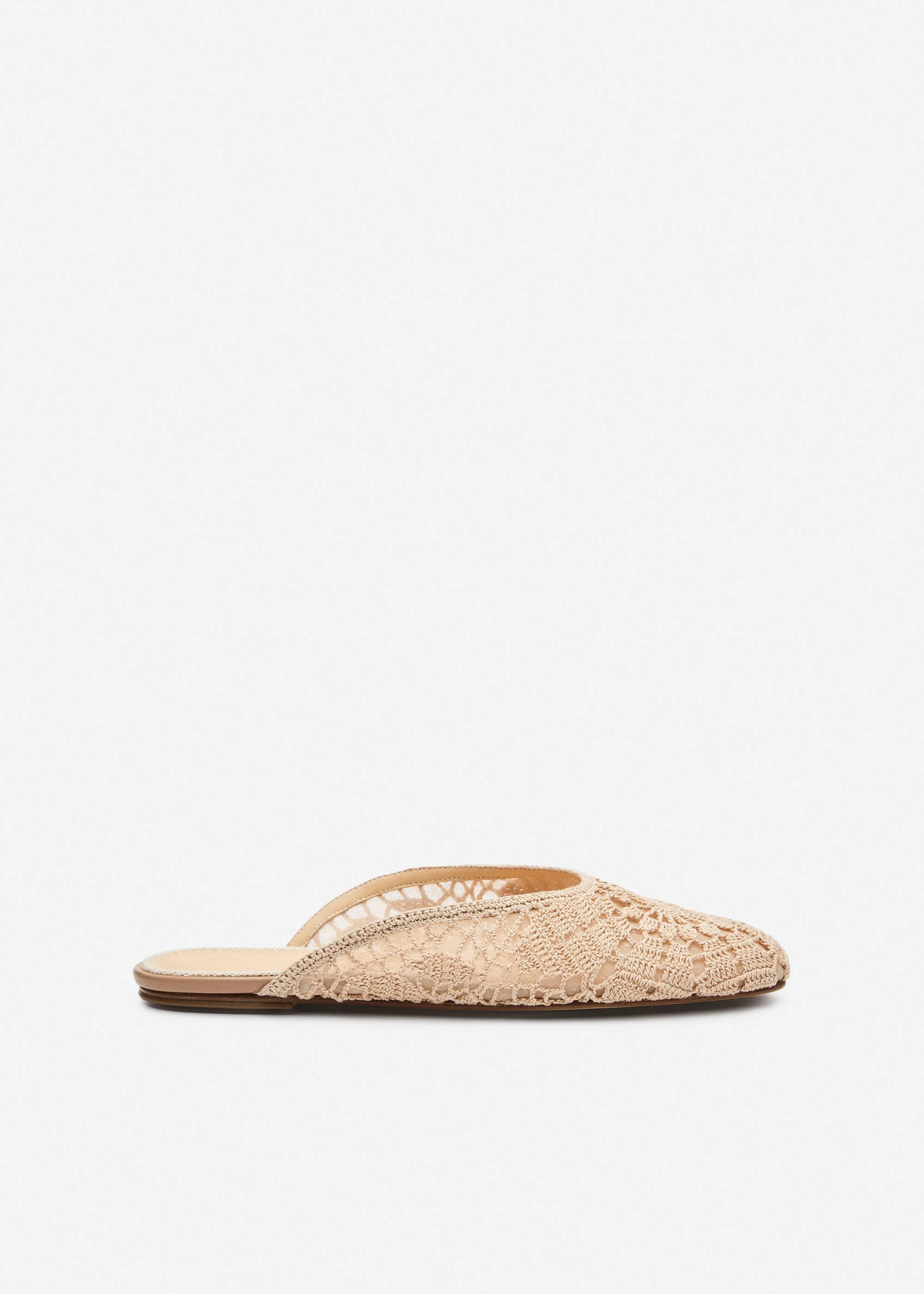 Crochet flat mules in nude - 1