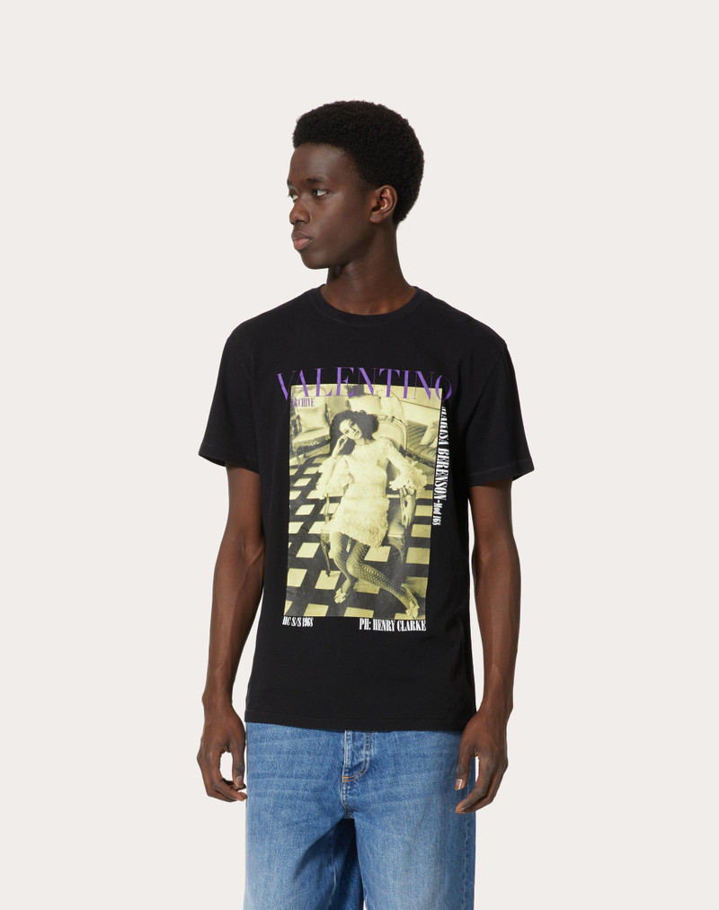 COTTON CREWNECK T-SHIRT WITH VALENTINO ARCHIVE 1968 PRINT 3