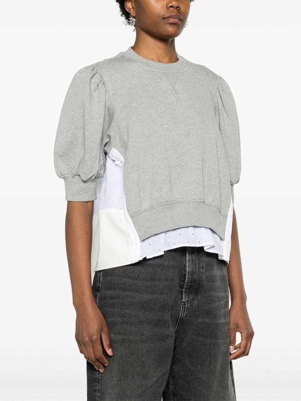 broderie-anglaise cropped sweatshirt - 6