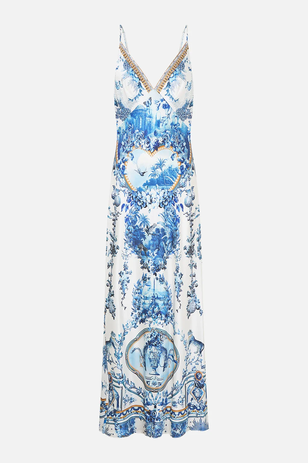 V NECK FULL LENGTH BIAS SLIP DRESS THE PORCELAIN PARLOUR - 1