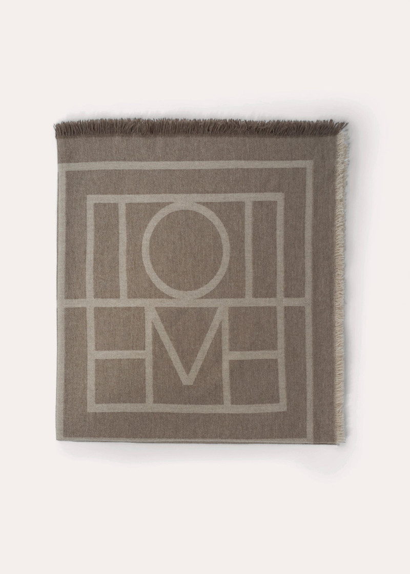 Monogram wool cashmere scarf tobacco monogram 5
