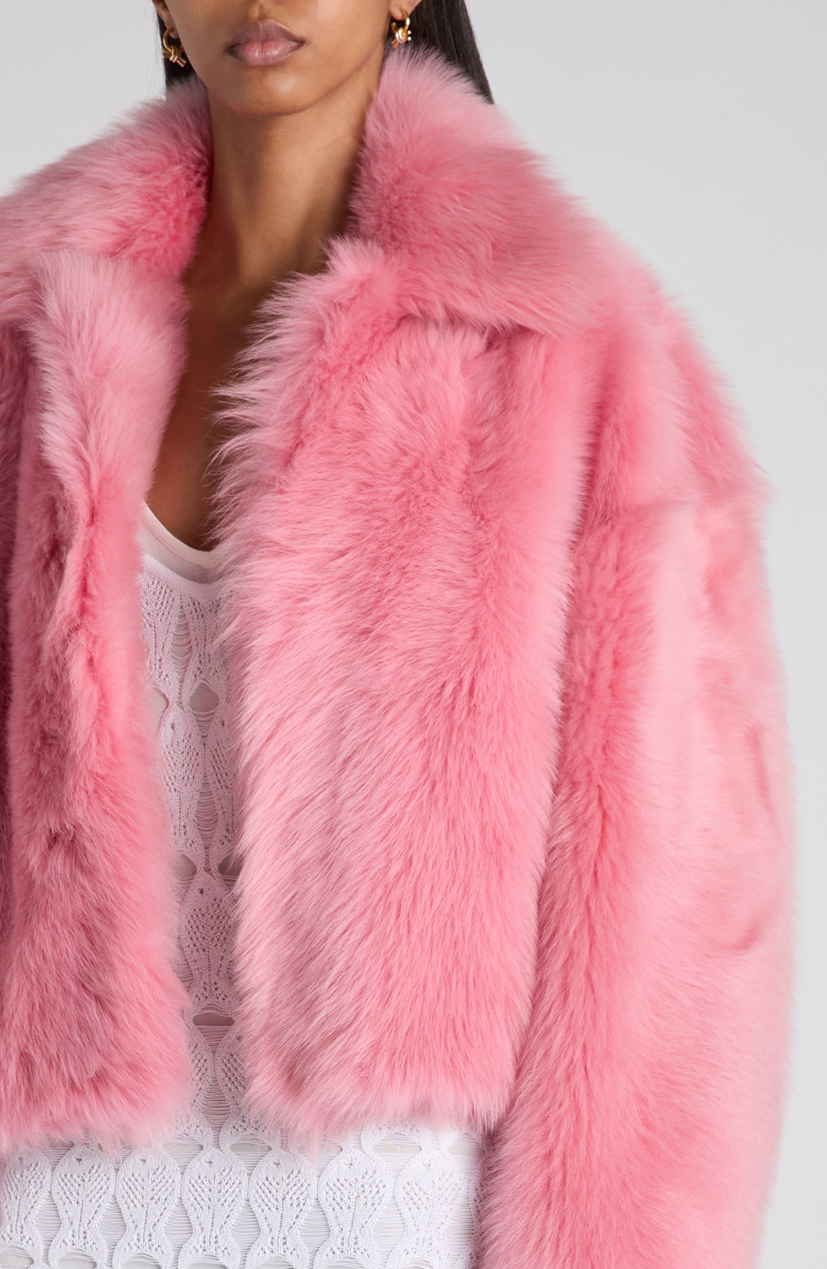 Bottega Veneta Genuine Shearling Jacket in 6418 Petal at Nordstrom - 5