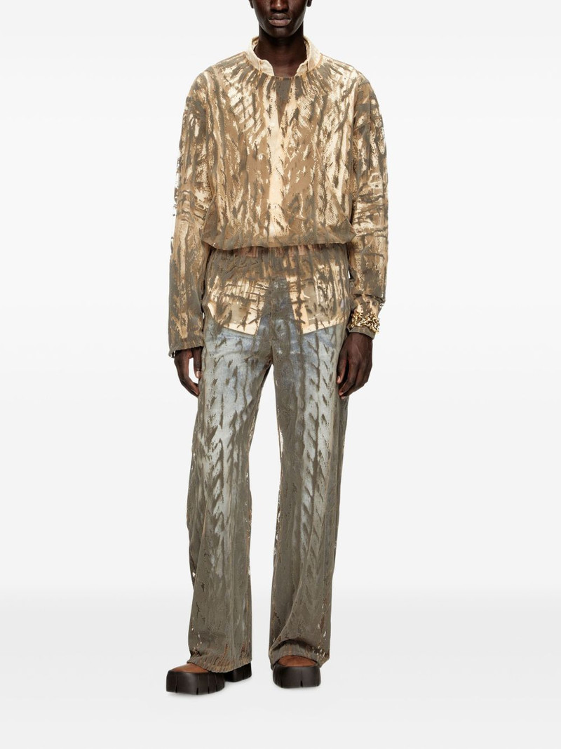 Diesel flocked tulle long-sleeve top outlook