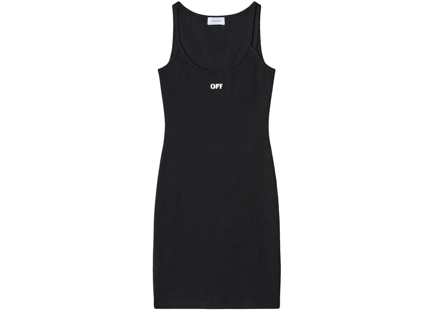 OFF-WHITE Logo-Embroidered Ribbed Minidress Black - 1