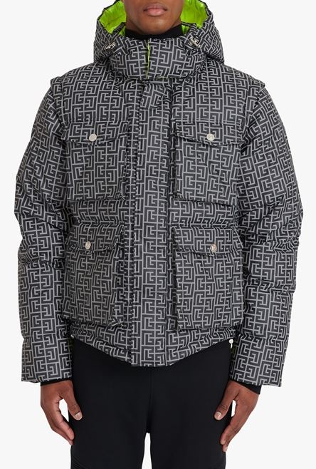 Capsule After ski - Ivory and black reflective quilted coat with Balmain monogram - 6