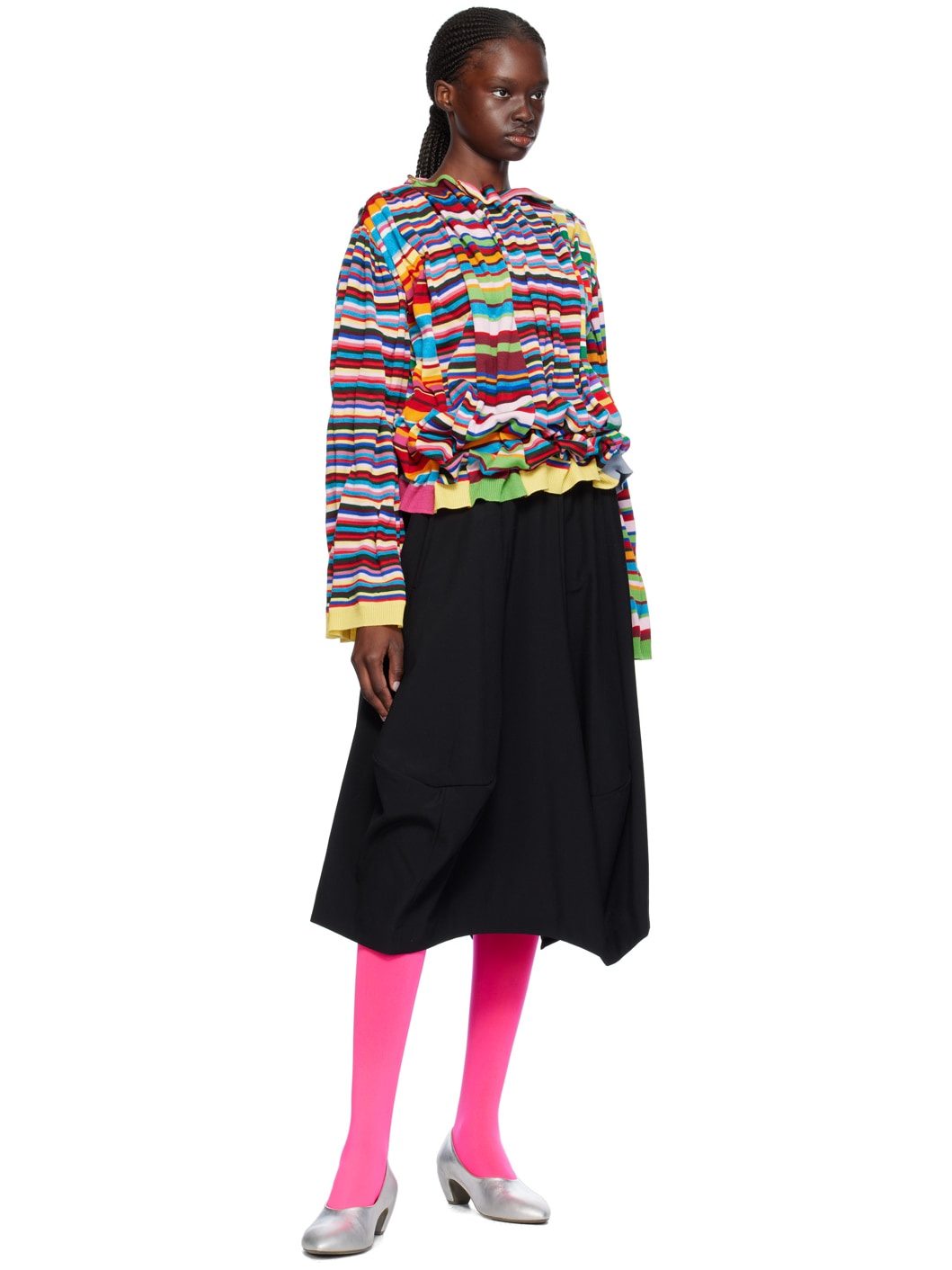 Multicolor Gathered Sweater - 4