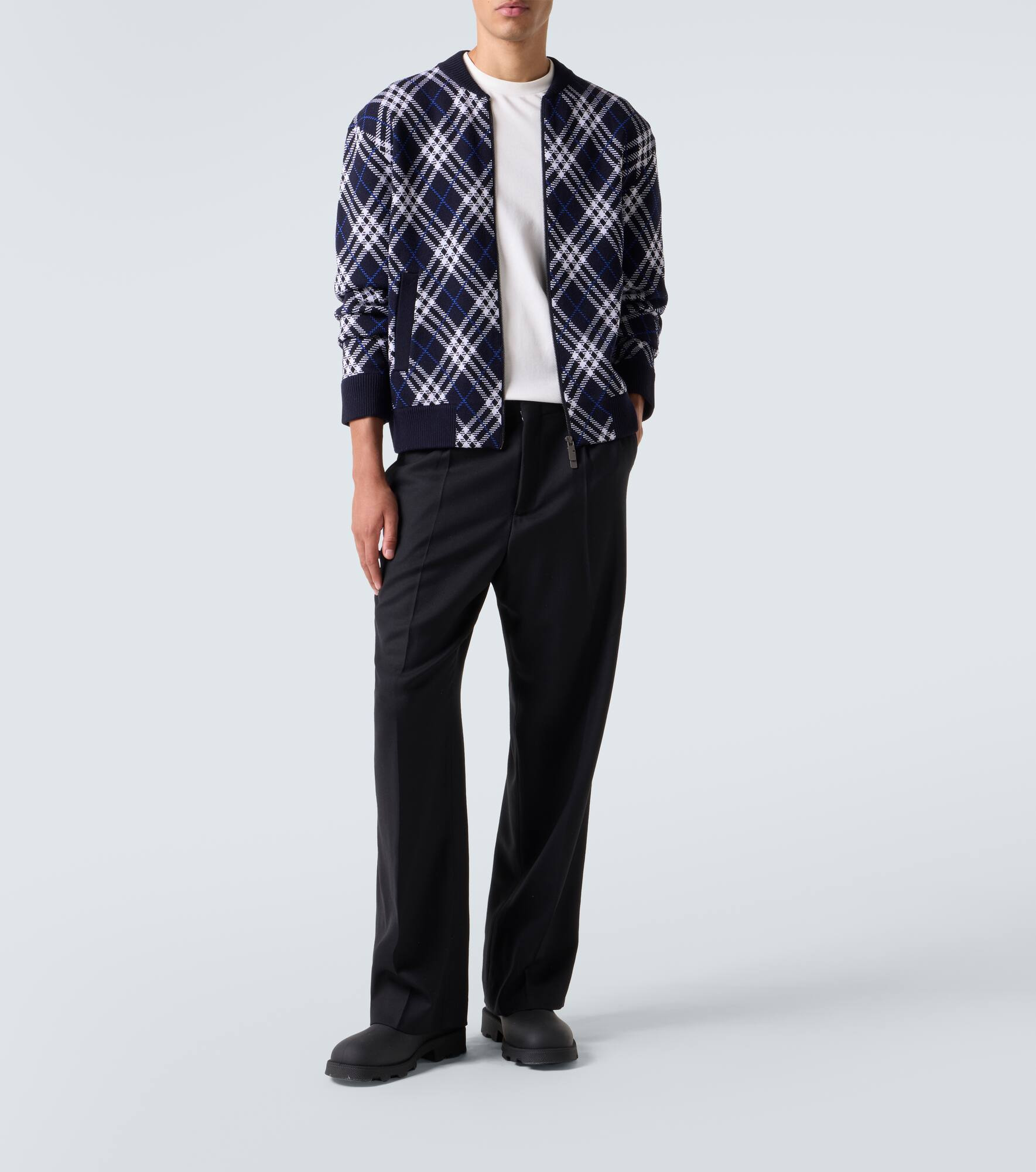 Burberry Check wool-blend blouson - 2