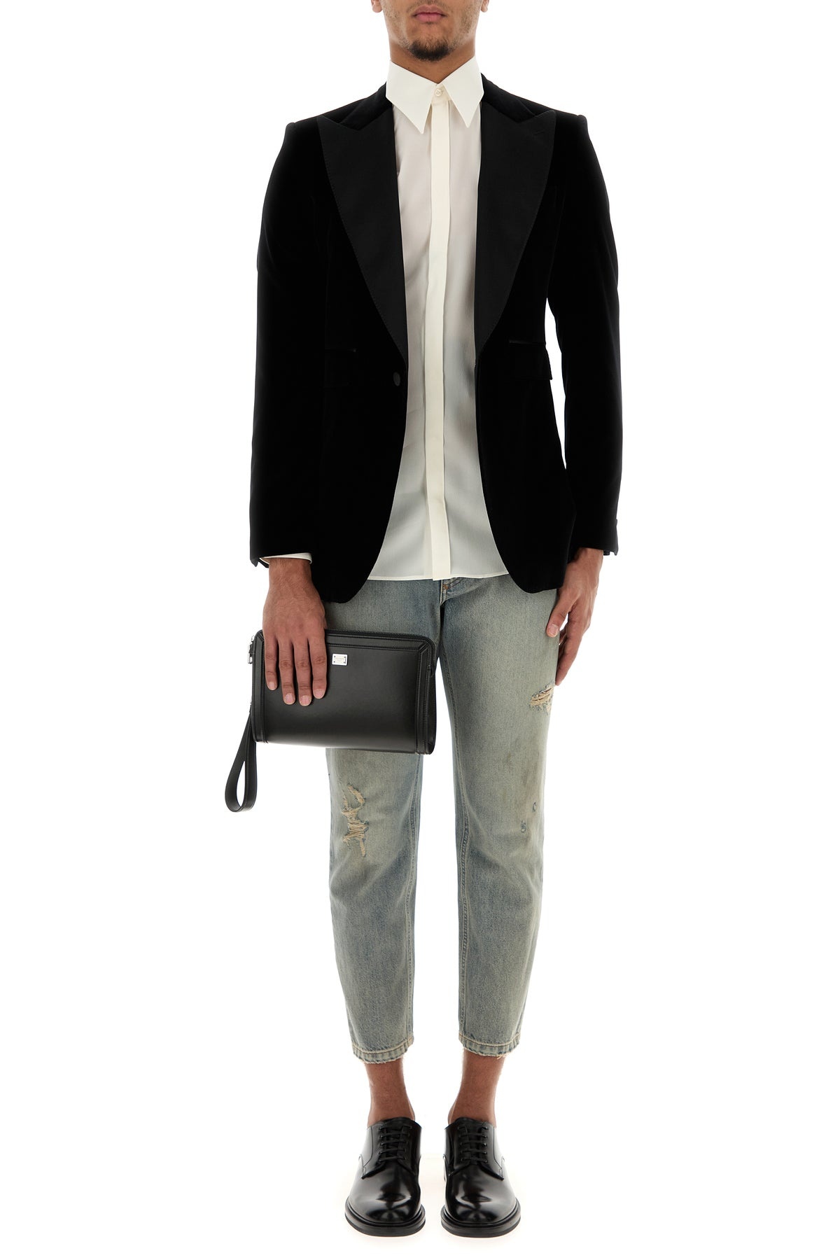 Black velvet blazer - 6