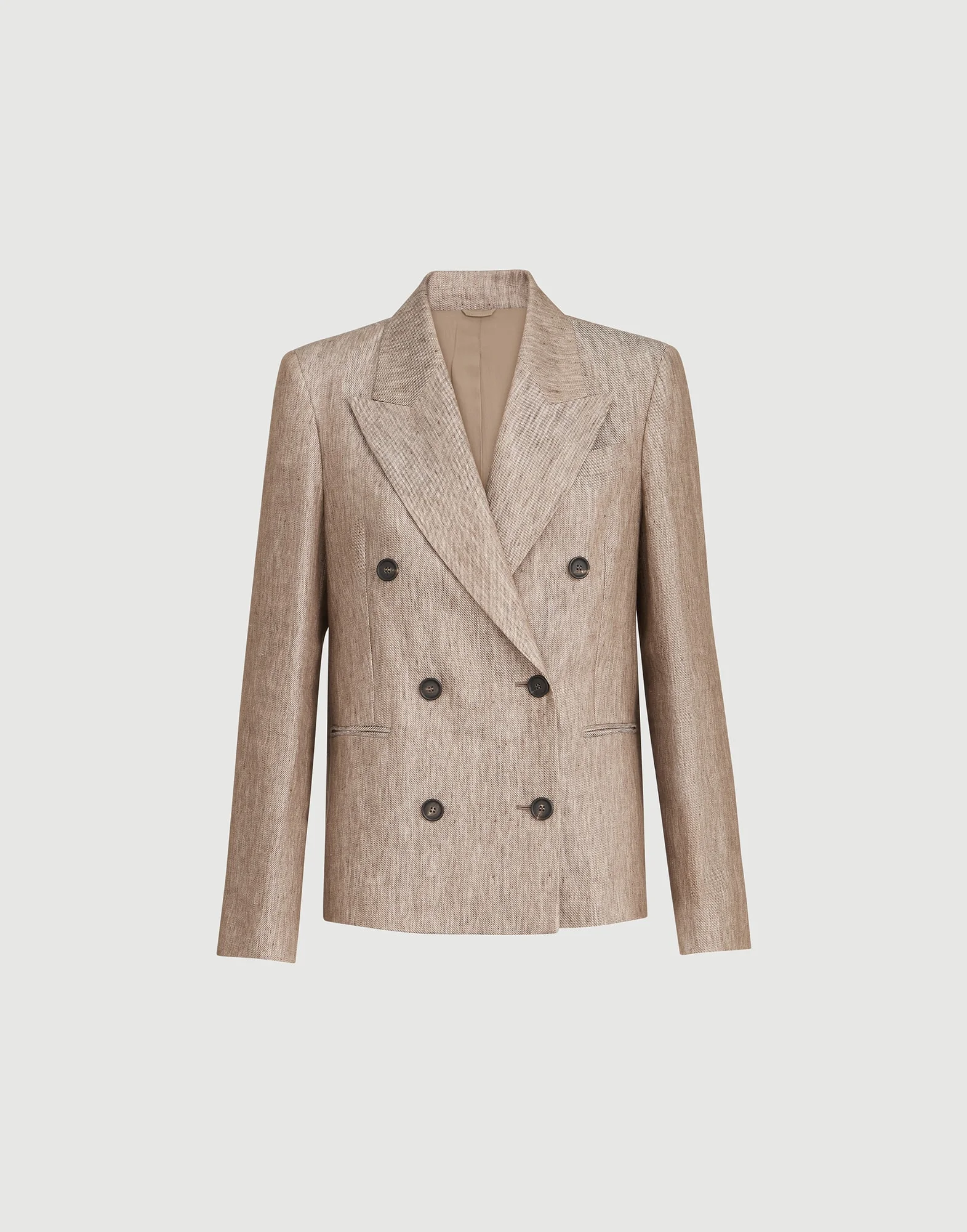 Linen denim blazer with monili - 1