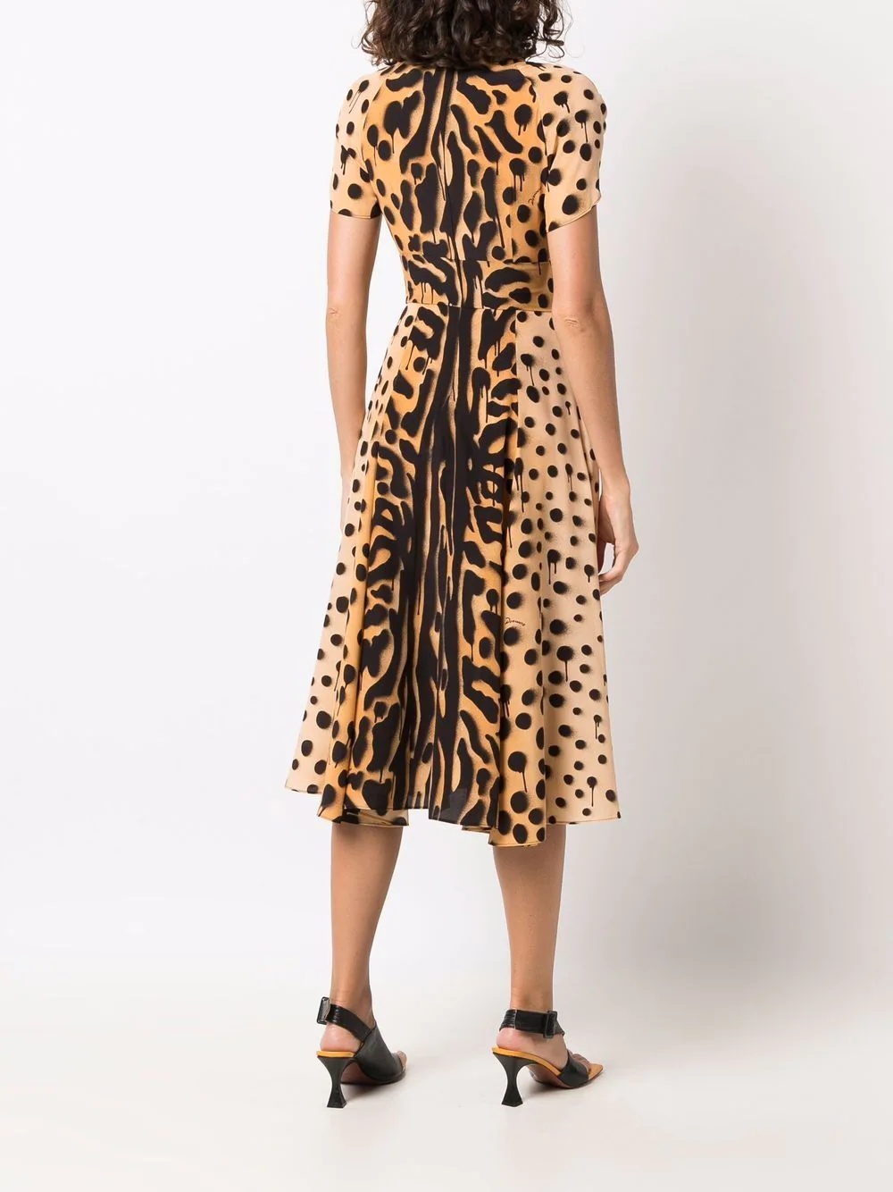 graffiti animal-print flared midi dress - 4