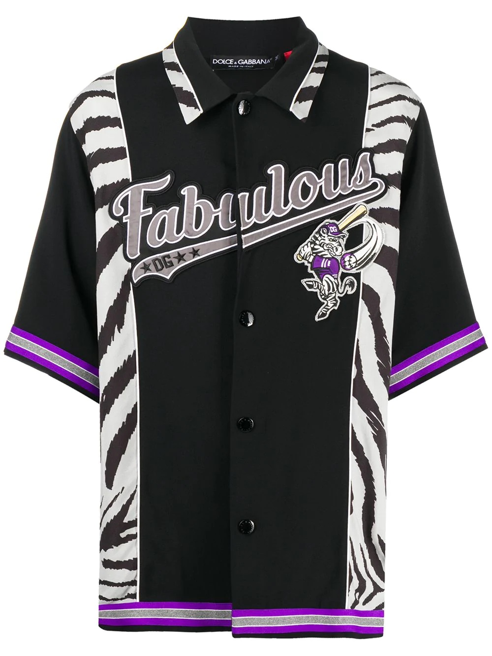 zebra print insert baseball shirt - 1