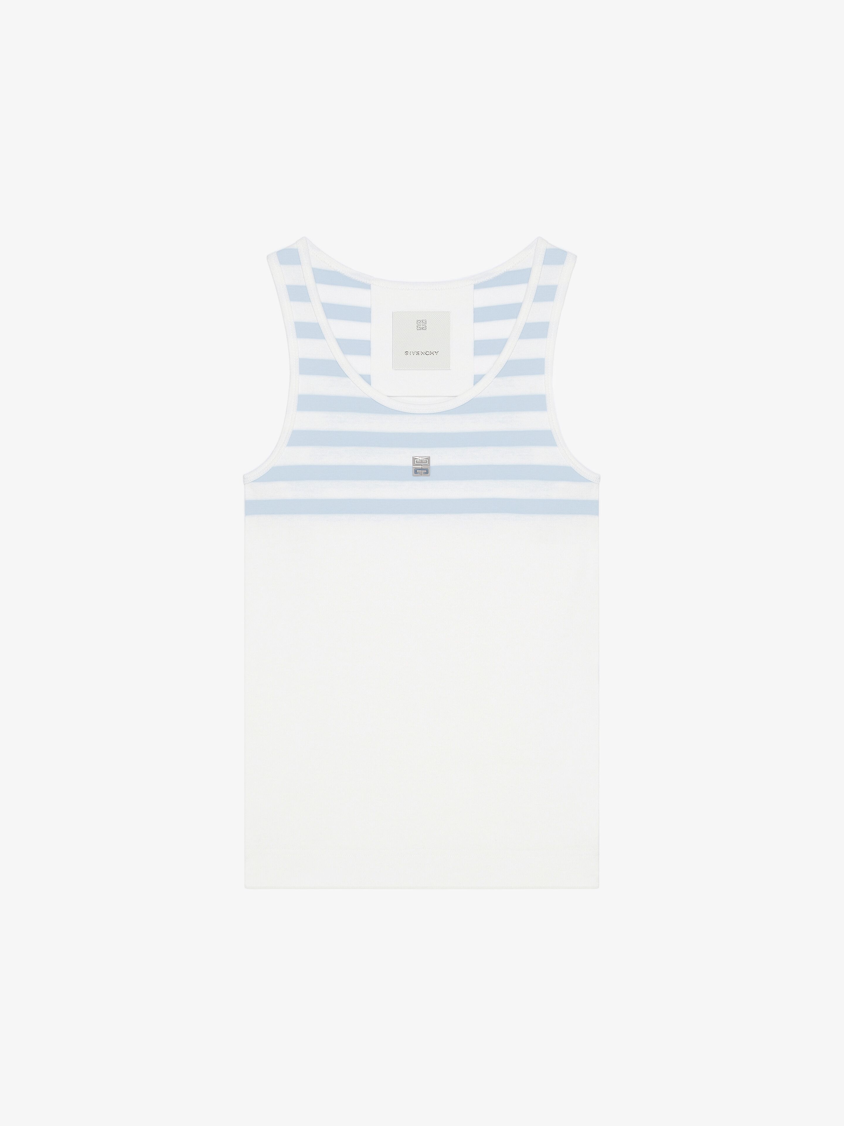 SLIM FIT STRIPED TANK TOP IN COTTON AND 4G DETAIL - 1
