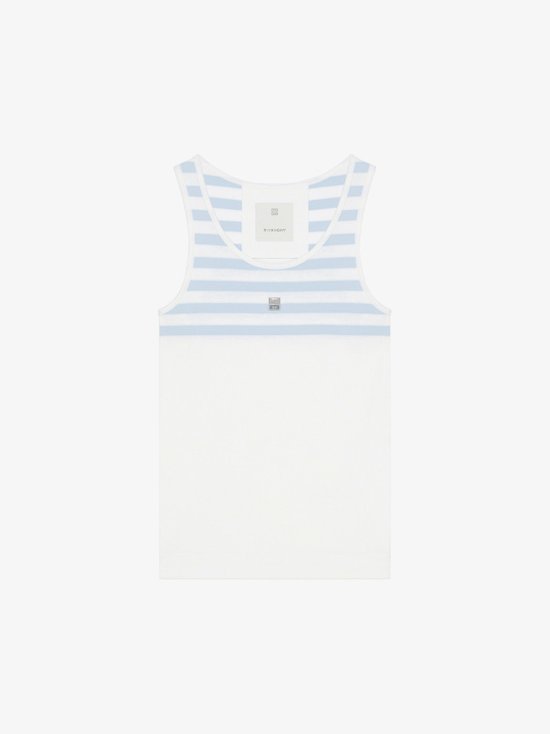 SLIM FIT STRIPED TANK TOP IN COTTON AND 4G DETAIL - 1
