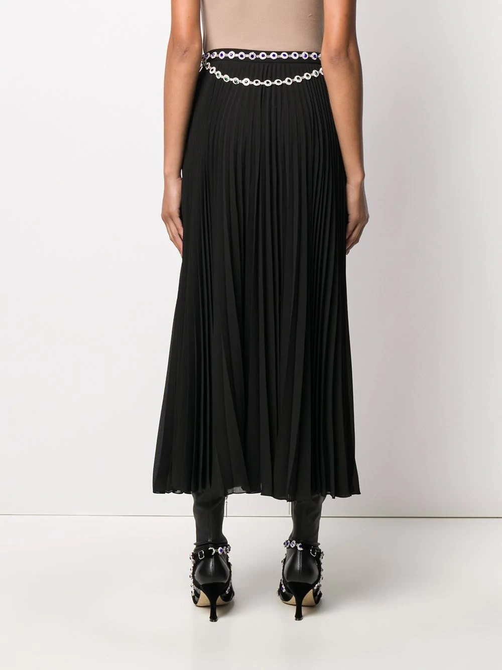 long crystal-embellished pleated skirt - 4