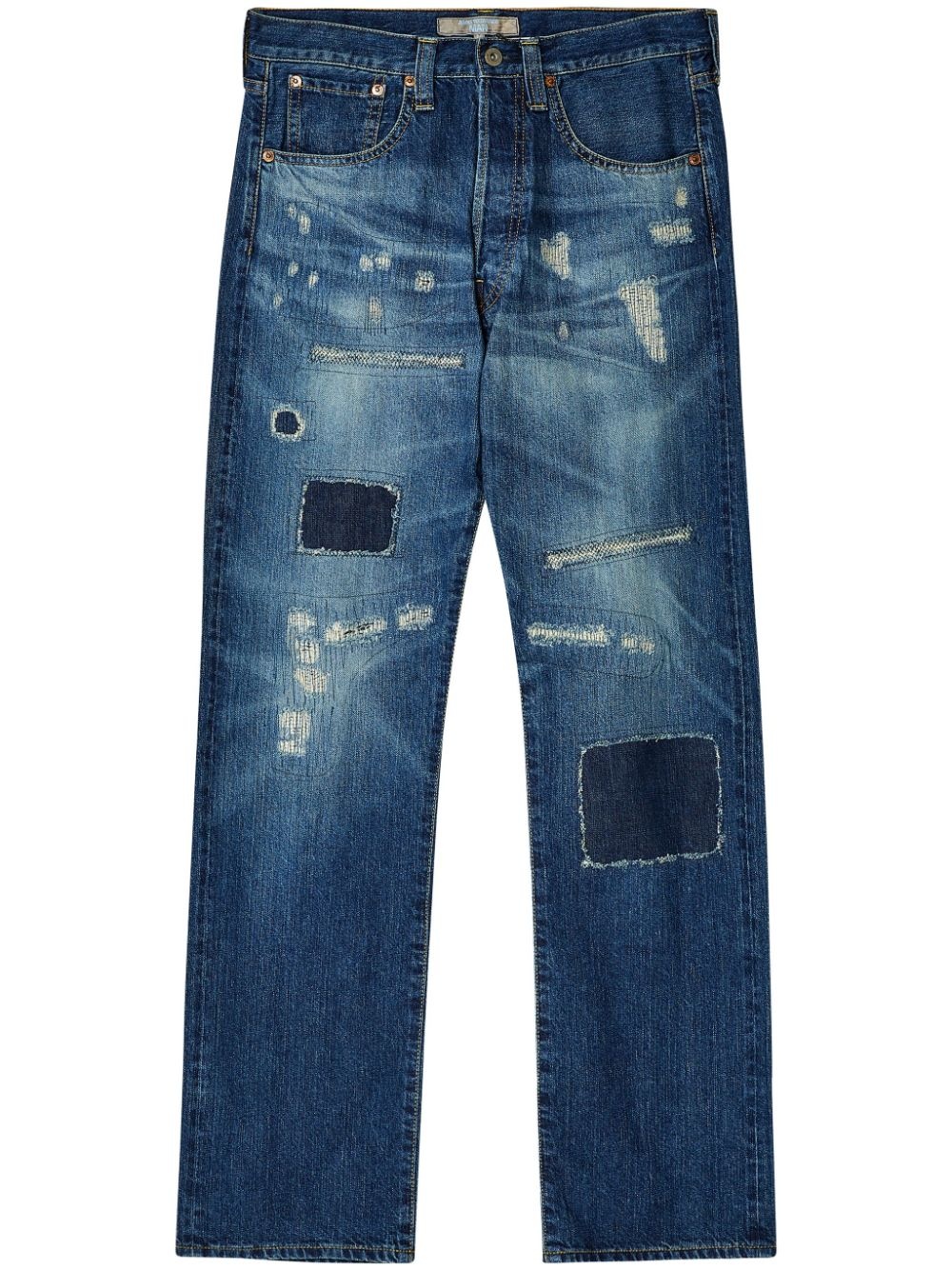 distressed straight-leg jeans - 1