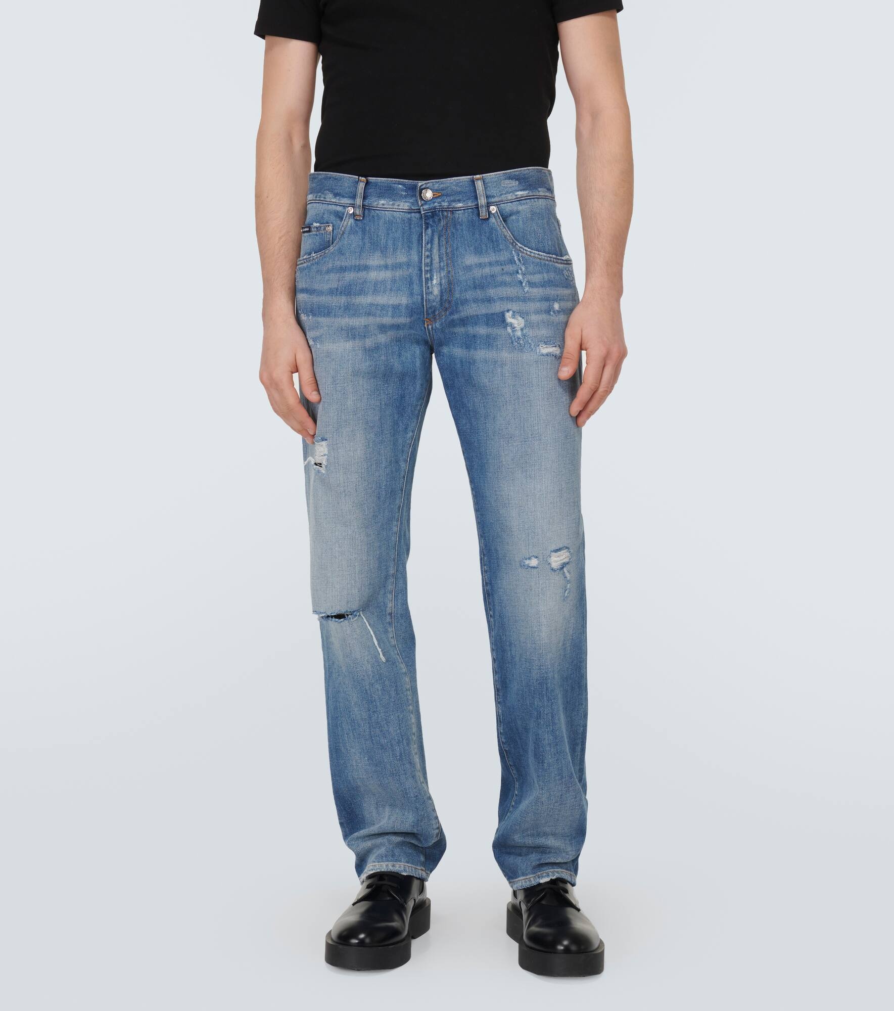 Distressed straight jeans - 3