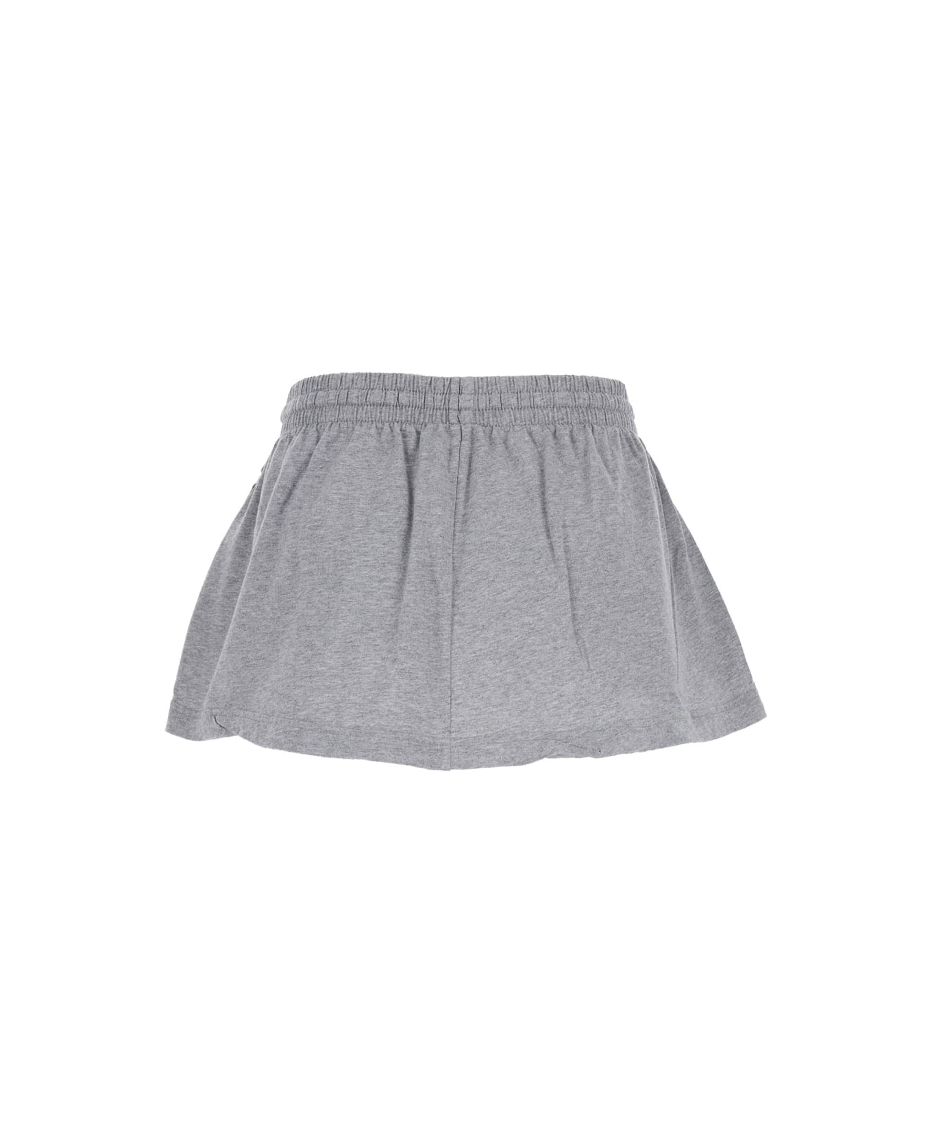 Grey Miniskirt With Logo Embroidery On The Front And Elastic Drawstring Waist In Cotton Woman - 2
