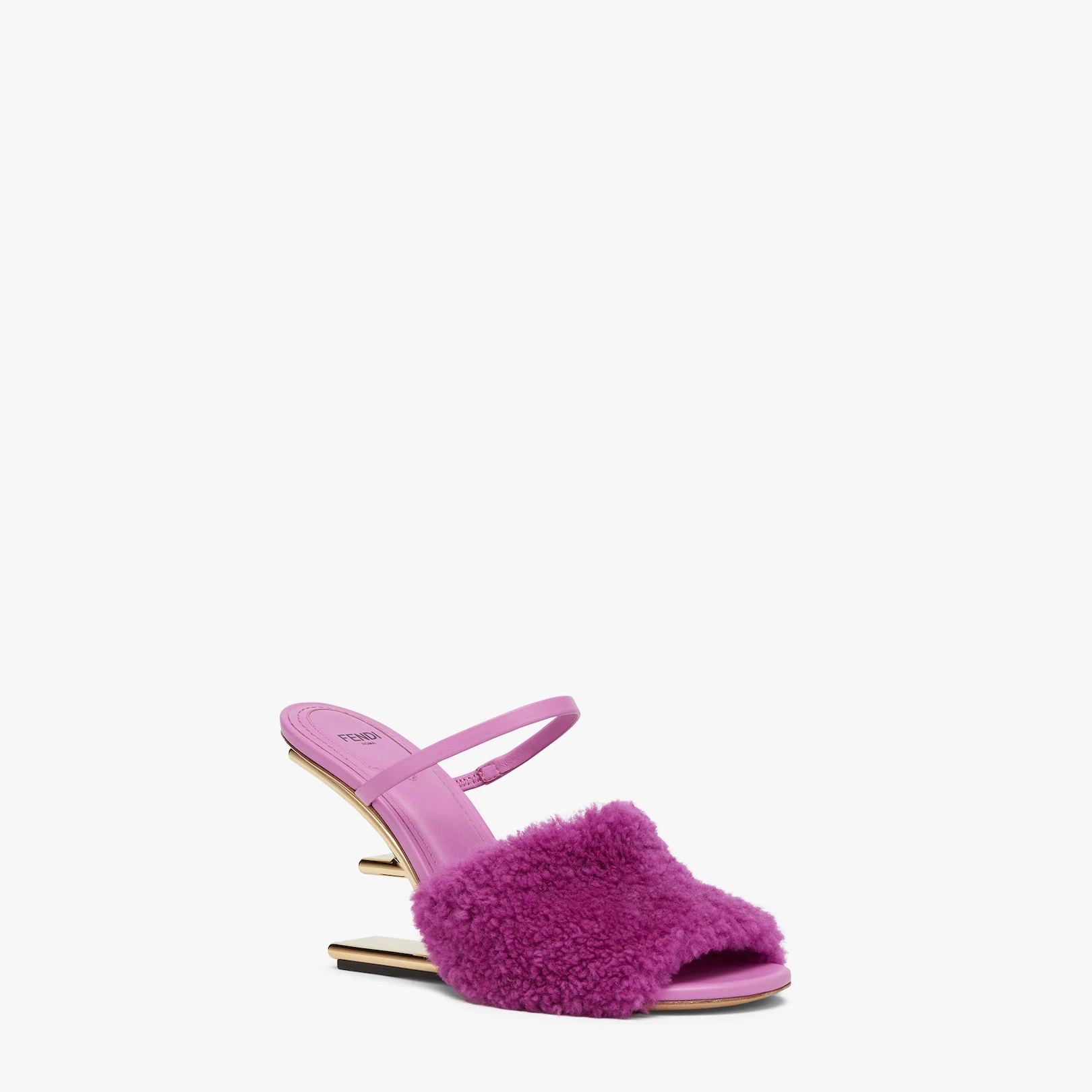 Purple sheepskin high-heeled sandals - 2