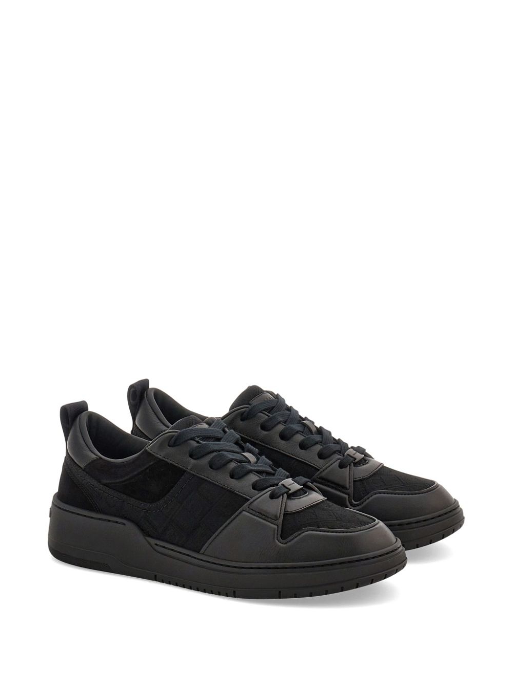panelled leather sneakers - 2