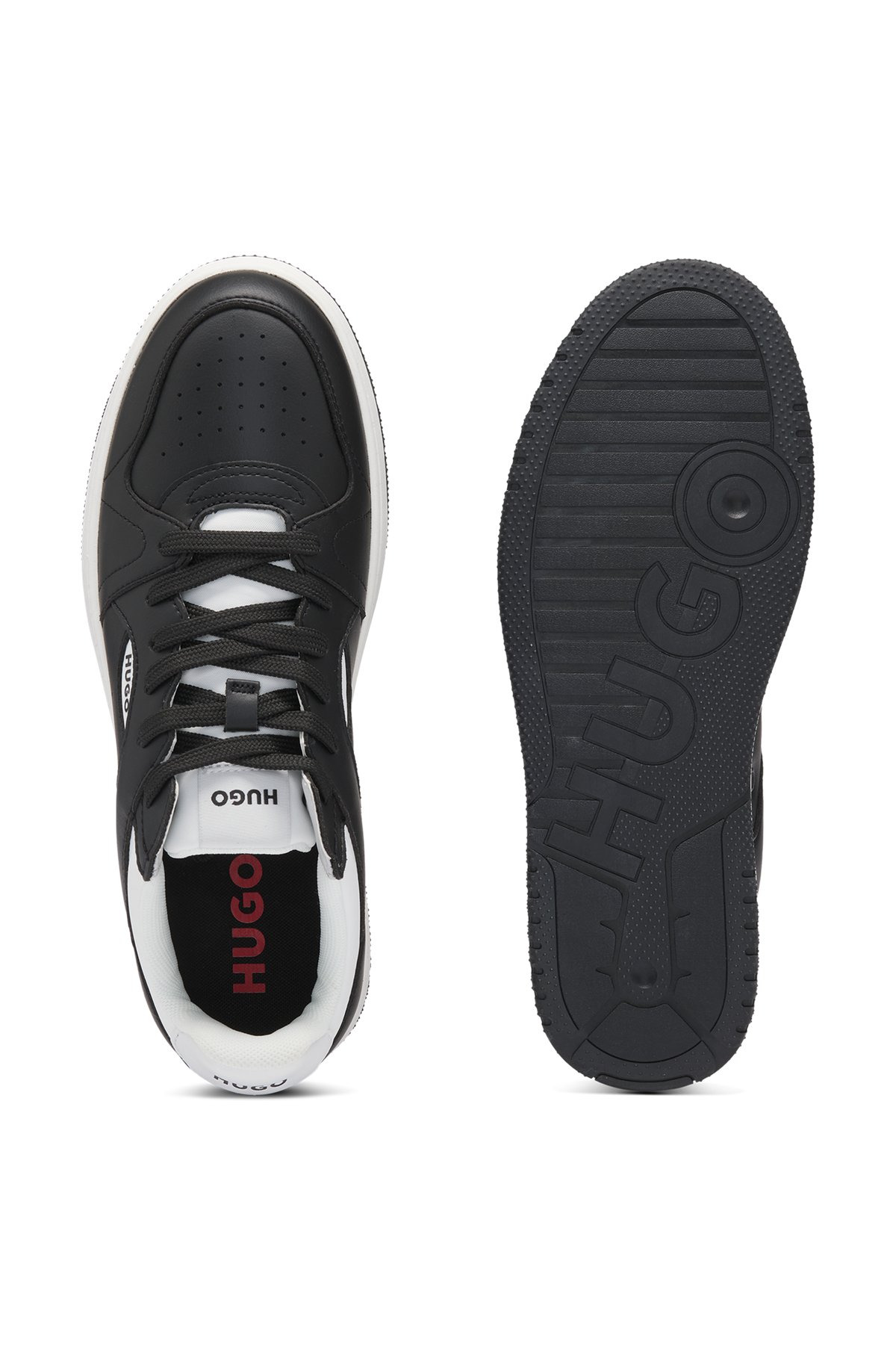 FAUX-LEATHER LACE-UP TRAINERS WITH LOGO DETAILS - 4