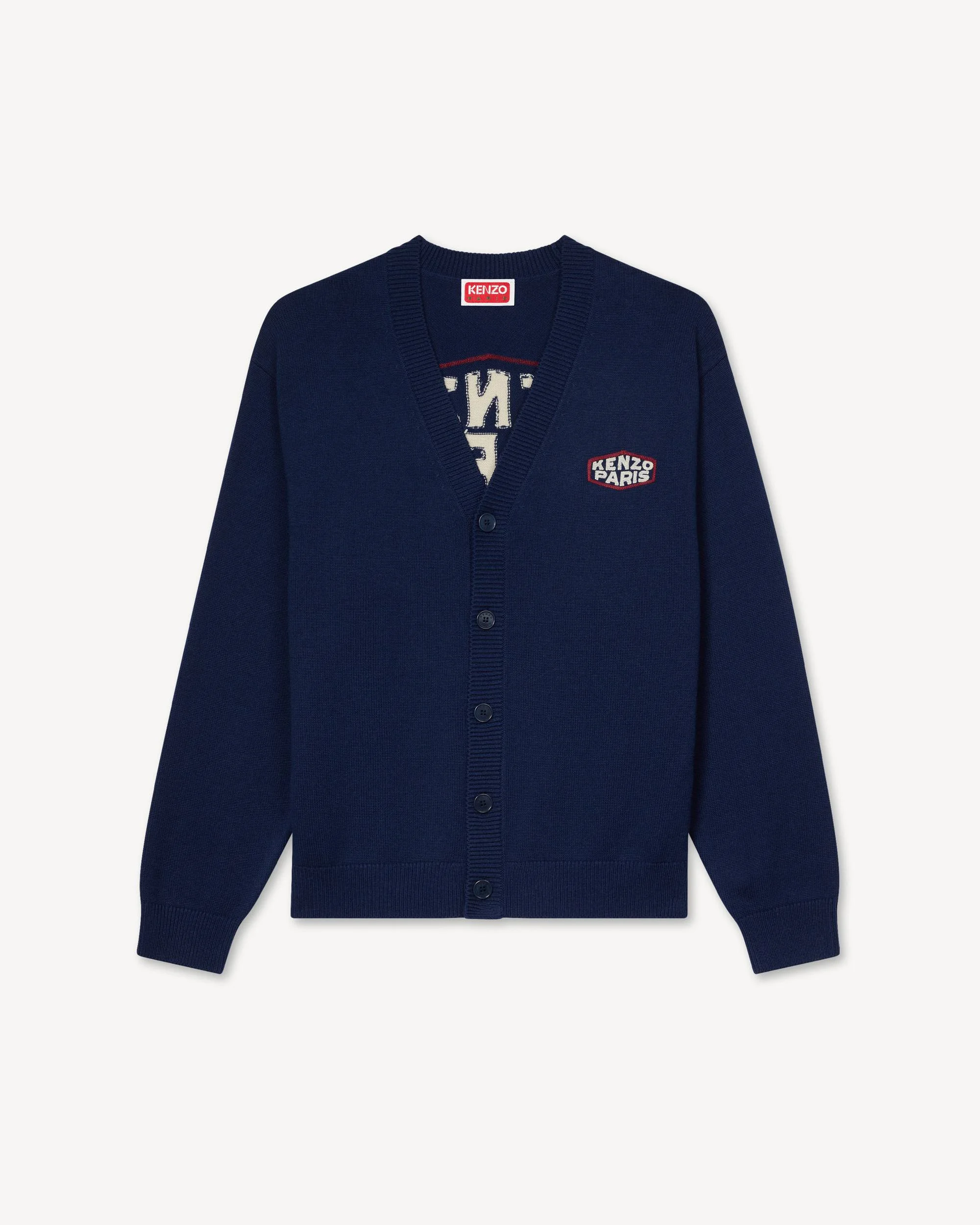 'KENZO Paris Frame' embroidered cardigan in wool and cotton - 1