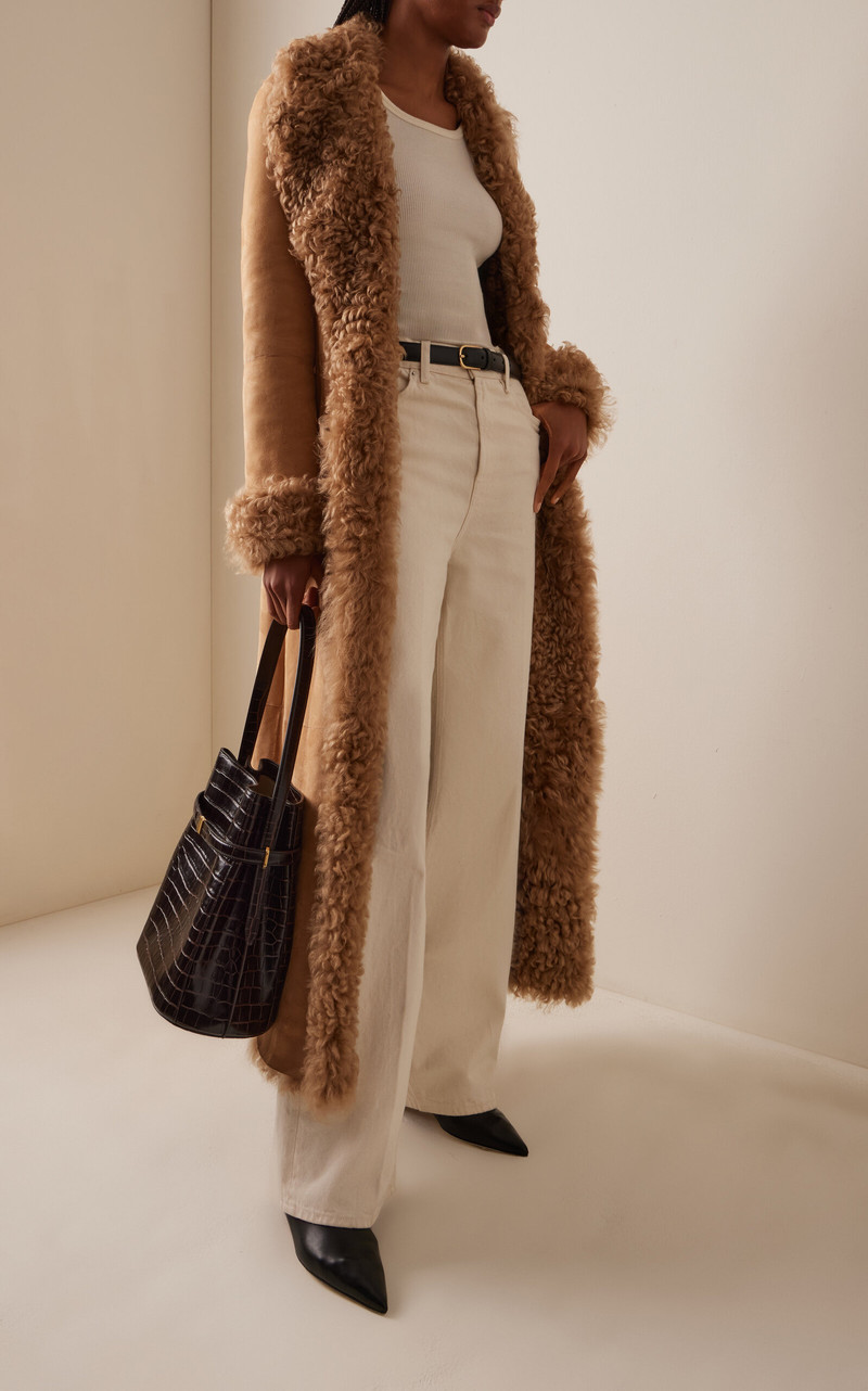 NOUR HAMMOUR Joni Ladylike 90s Shearling Coat brown outlook