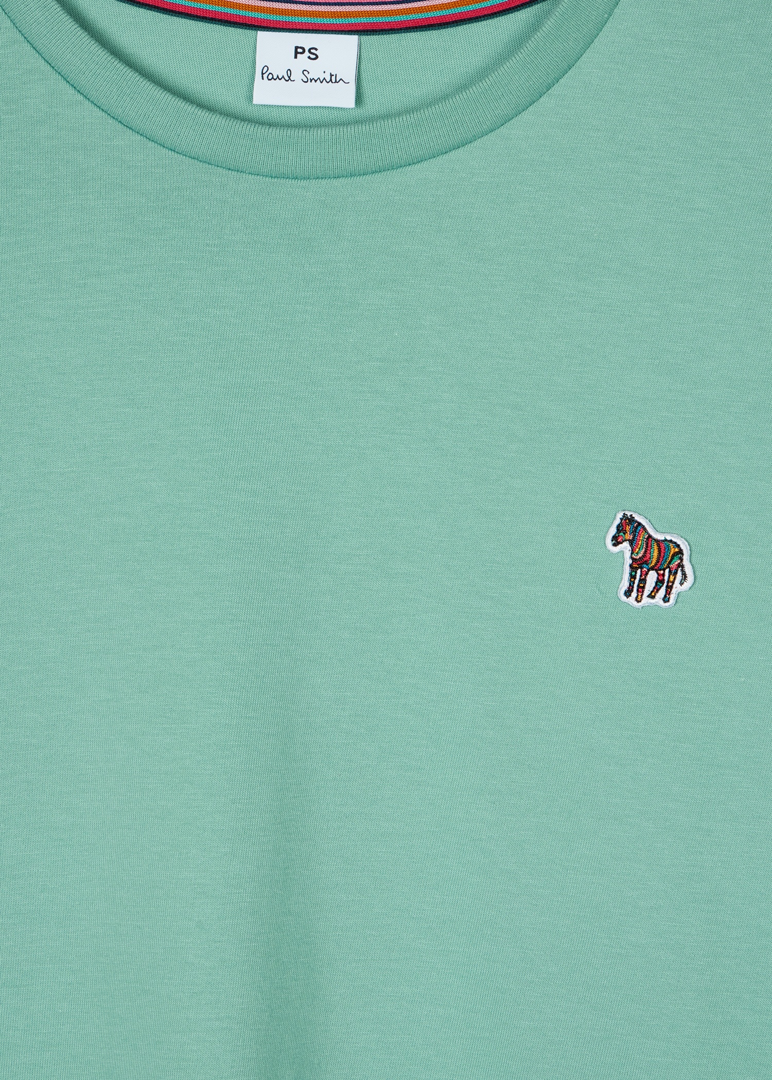 Women's Pale Teal Zebra Logo Cotton T-Shirt - 2